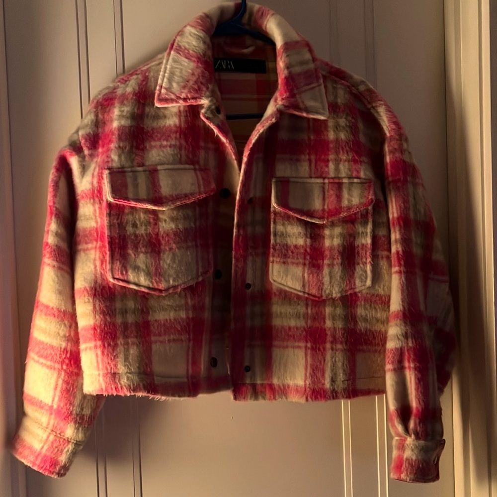 Zara plaid waist length flannel overshirt